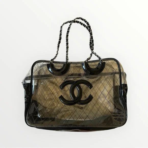 Chanel Wild Stitch Clear PVC Market Tote Bag Purse - Picture 2 of 4